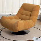 Fauteuil pivotant d'appoint en tissu chenille tufté jaune