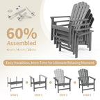 Chaise Adirondack empilable Vrakae de 6 pièces en PEHD résistant aux intempéries pour patio