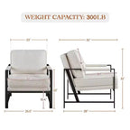 Yaheetech Lot de 2 fauteuils de salon rétro rembourrés avec accoudoirs en métal, coussin d'assise et de dossier amovible