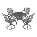 Ensemble de salle à manger d'extérieur 5 pièces en fonte d'aluminium avec 4 chaises pivotantes