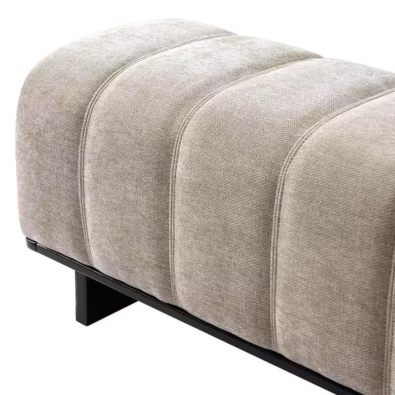 Banc de salle à manger moderne en fausse fourrure capitonnée avec pieds en bois d'hévéa, 63,62