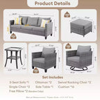 Ovios Tampa Ensemble de meubles de patio extérieur 8 pièces en osier avec canapé, fauteuils pivotants et coussins