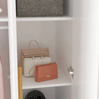 Timechee 47.2 Armoire de rangement pour vêtements avec poignées en bois massif Blanc
