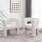 Ensemble de 2 fauteuils rembourrés en tissu bouclette à accoudoirs carrés de 71 cm de large - Kinwell