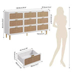 Commode en rotin pour la chambre, meubles à tiroirs grande capacité pour le rangement, adaptés au salon, à l'entrée et à la chambre d'enfant.