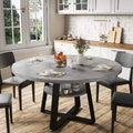 Table de salle à manger ronde de 47 po pour 4 personnes, table ronde à pied central pour cuisine et salle à manger, meuble de cuisine et de salle à manger en bois peu encombrant