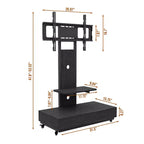 Meuble TV pour téléviseurs de 32 à 75 pouces, Chariot TV mobile à hauteur réglable avec tiroir et roulettes pour salon, chambre, bureaux -ModernLuxe