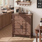Armoire de rangement rustique 80 cm, avec portes à lattes, 3 niveaux réglables, casier à double porte, pour cuisine, salle à manger et bureau à domicile