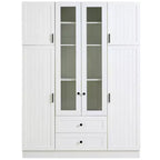 Armoire de rangement de cuisine sur pied Whisen 71H, grand buffet de salle à manger avec 6 portes et étagères réglables