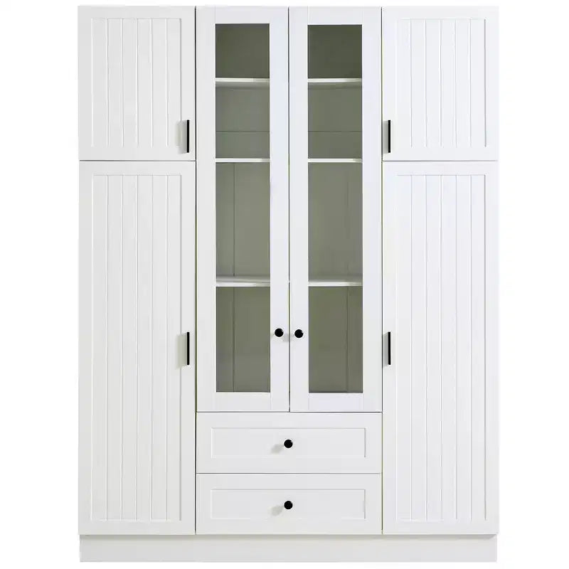 Armoire de rangement de cuisine sur pied Whisen 71H, grand buffet de salle à manger avec 6 portes et étagères réglables