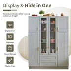 Armoire de rangement de cuisine sur pied Whisen 71H, grand buffet de salle à manger avec 6 portes et étagères réglables