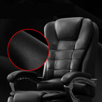 Chaise de bureau pivotante ergonomique en cuir noir avec repose-pieds