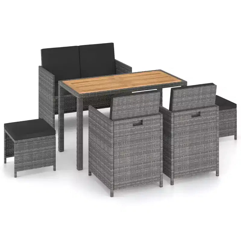vidaXL Ensemble de salle à manger d'extérieur Table et chaises en résine tressée et bois