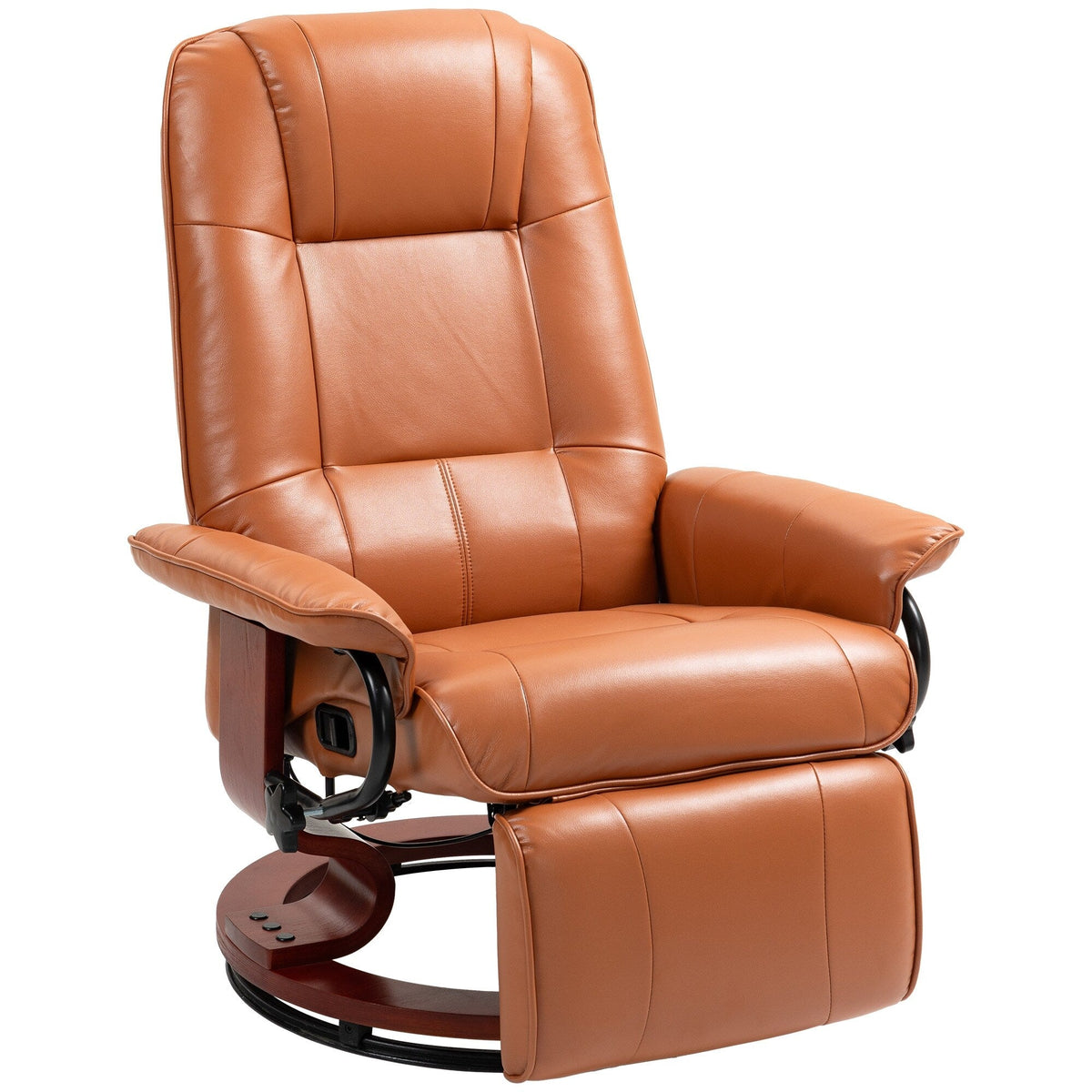 Fauteuil inclinable HomCom en similicuir avec base pivotante manuelle réglable et repose-pieds confortable et relaxant