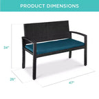 Banc de jardin en osier d'extérieur 2 places Best Choice Products avec coussin, capacité de 317 kg