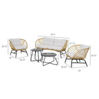 Ensemble de patio extérieur 5 pièces en osier GRANDPATIO avec causeuse