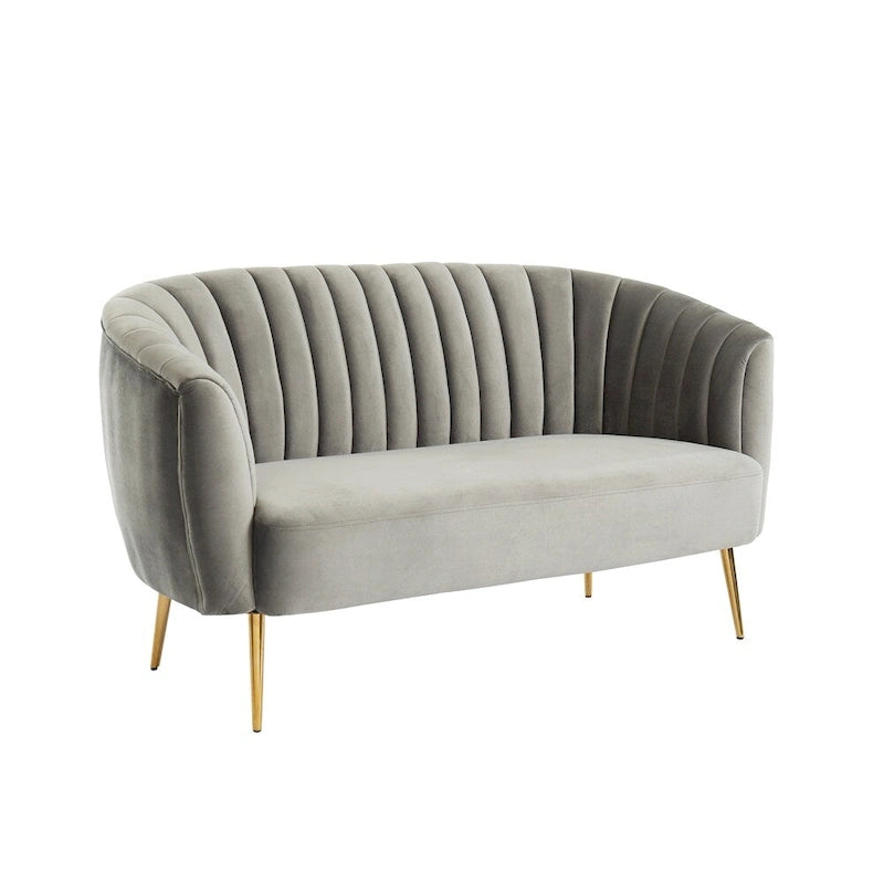 Canapé deux places capitonné en microfibre de velours contemporain Albany par Silver Orchid