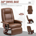 Fauteuil inclinable HomCom en similicuir avec base pivotante manuelle réglable et repose-pieds confortable et relaxant