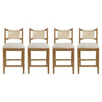 Tabourets de comptoir rembourrés modernes en bois d'hévéa Natalie Christopher Knight Home avec dossier en corde tressée (lot de 4)