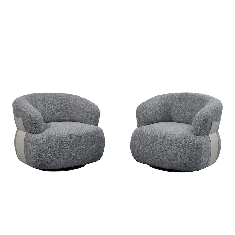 Fauteuil moderne Kieon 33W 360 pivotant en forme de tonneau - Lot de 2