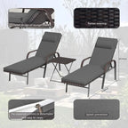 Ensemble de 3 chaises longues d'extérieur Kullavik