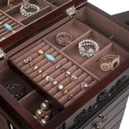 Élégant coffret à bijoux avec miroir et crochets à colliers - 18,5 x 12 x 42