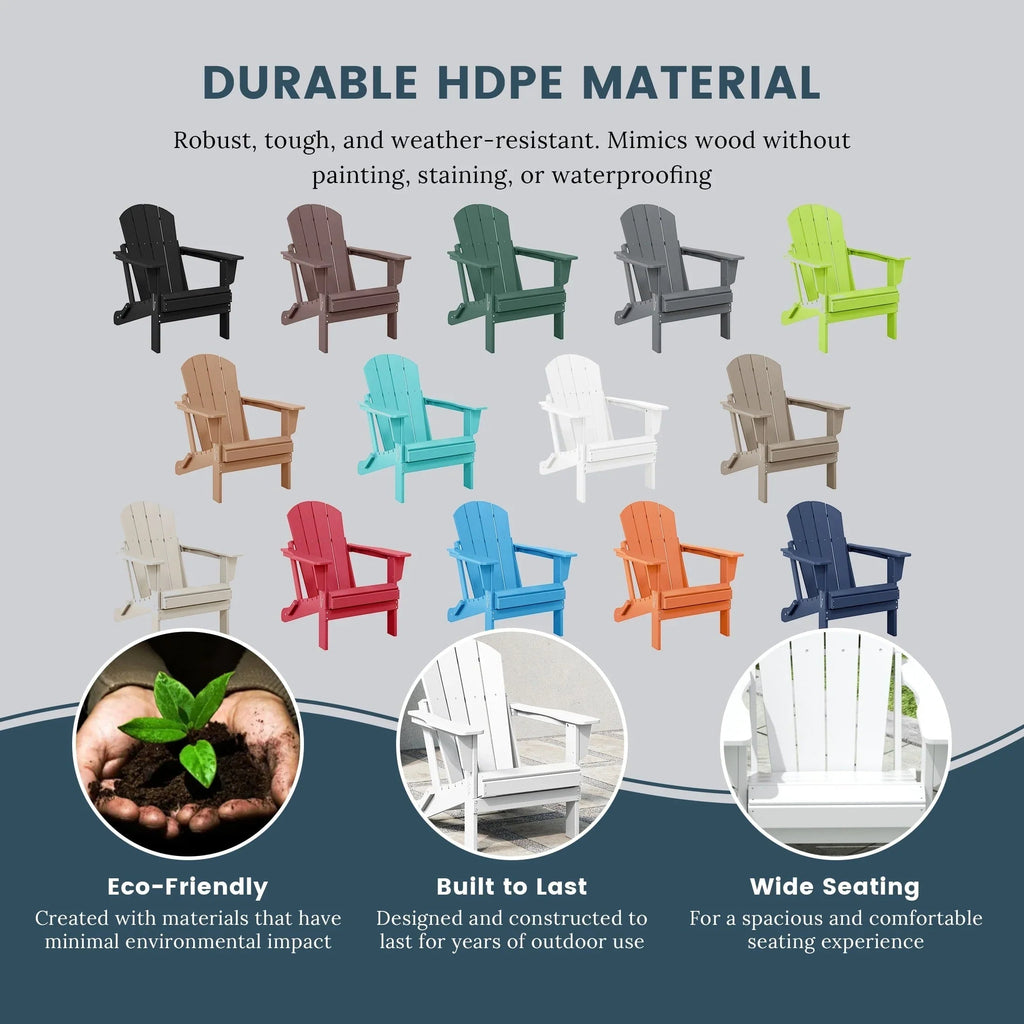 Chaise Adirondack pliante d'extérieur tout temps Polytrends Laguna résistante à la décoloration pour patio