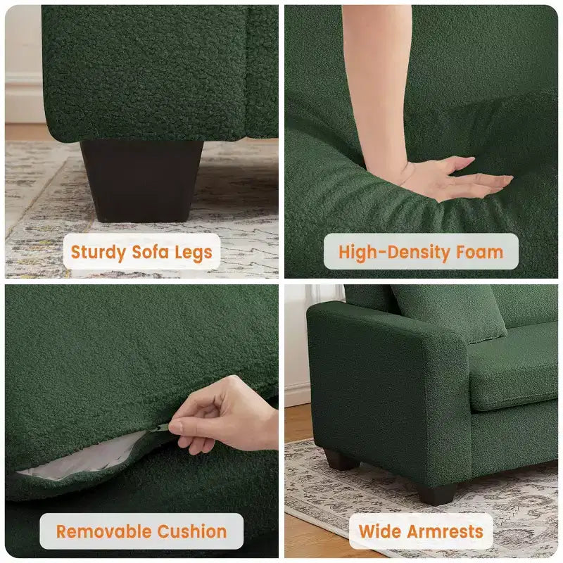 Canapé moderne 3 places de 83 po avec assise profonde, tissu doux, accoudoirs larges, housse de coussin amovible et lavable