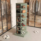 Tour de rangement à chaussures pivotante, Armoire à chaussures rotative à 360°, Tour à chaussures verticale ronde, Organisateur de chaussures et sacs à main rotatif