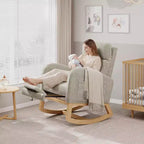 Fauteuil à bascule moderne avec oreiller et poches latérales, pour salon, chambre à coucher