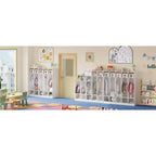 Organiseur de Manteaux pour Enfants avec 10 Casiers et Crochets, Meuble de Rangement à 5 Sections pour Salle de Classe, Crèche, Entrée ou Salle de Jeux, Chêne Naturel