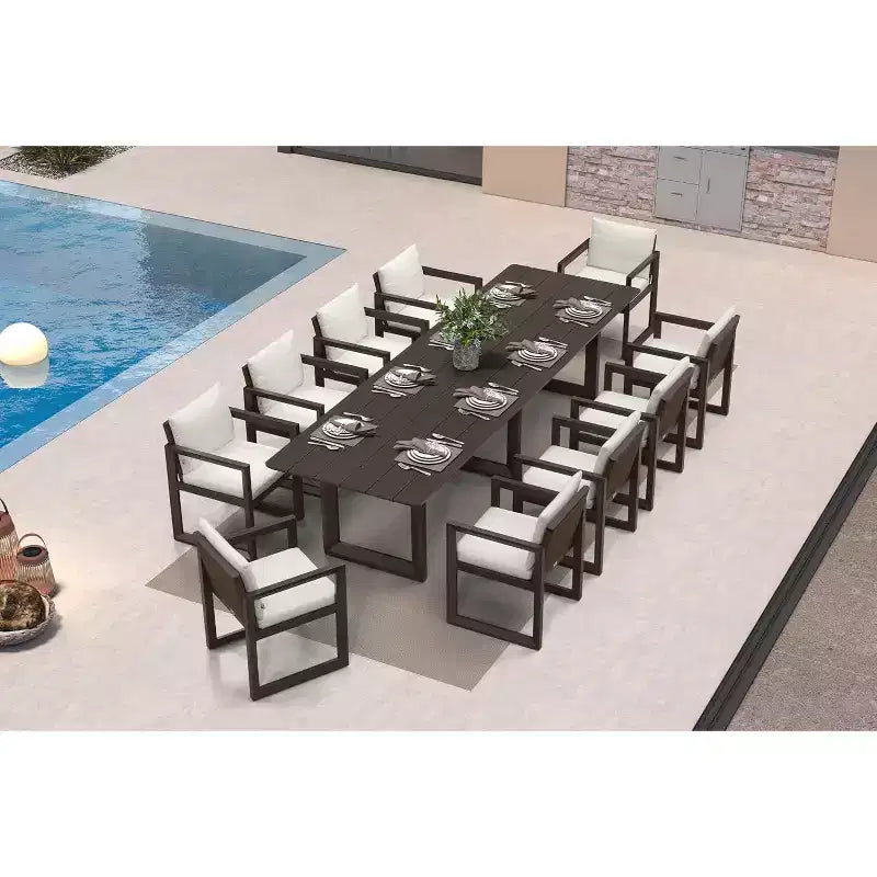 Ensemble de salle à manger d'extérieur PURPLE LEAF, ensemble de table et chaises de patio de luxe en aluminium avec coussin épais amovible