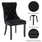Ensemble de 6 chaises de salle à manger, chaises de cuisine de luxe en velours rembourré avec assise et dossier matelassés et pieds en bois massif - N/A