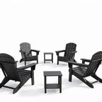 Ensemble de 4 chaises Adirondack pliantes avec 2 tables d'appoint, chaises d'extérieur modernes en HDPE pour patio, terrasse, balcon, jardin
