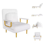 Canapé-lit pliant 3-en-1 convertible en fauteuil - Dossier réglable sur 5 positions avec oreiller, lit d'appoint peu encombrant pour salon, chambre et bureau (Blanc)