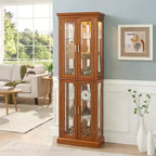 Vitrine, meuble vitrine avec 6 étagères réglables et portes en verre trempé, meuble haut pour salon, chambre à coucher