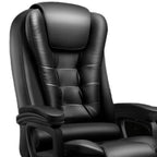 Chaise de bureau pivotante ergonomique en cuir noir avec repose-pieds