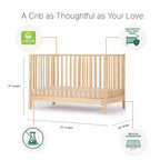 Lit de bébé 3-en-1 convertible, hêtre massif, certifié GREENGUARD Gold, fabriqué en Italie