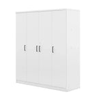 Armoire 4 portes en bois avec tringle, 1 tiroir et étagères de rangement