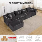 Canapé modulaire sectionnel nuage 107/137, canapé sans armature à assise profonde, canapés de sol confortables convertibles avec poufs et mousse à mémoire de forme