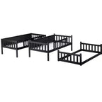 Lit superposé triple pour enfants, lit superposé trois places détachable avec échelle et barrière de sécurité, se sépare en 3 lits