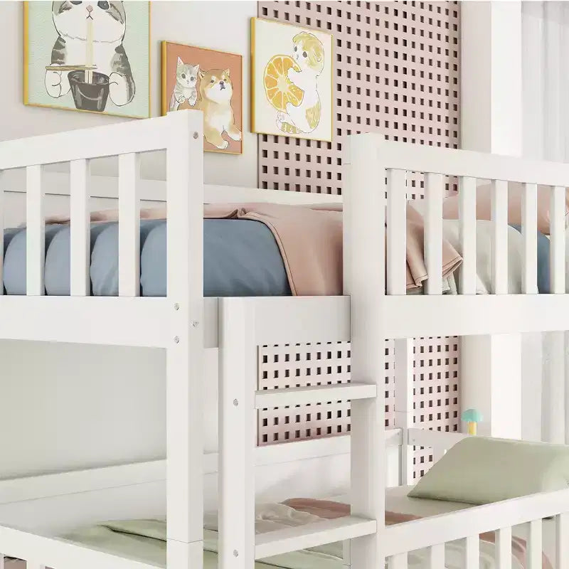Lit superposé triple pour enfants, lit superposé trois places détachable avec échelle et barrière de sécurité, se sépare en 3 lits