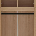 Armoire penderie grande capacité à 8 portes de 180 cm de haut avec tringle, étagères réglables et portes décoratives en rotin