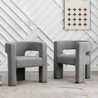 Ensemble de 2 fauteuils rembourrés en tissu bouclette à accoudoirs carrés de 71 cm de large - Kinwell