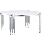 Table basse ronde en verre trempé à 3 niveaux avec plateau rotatif à 360 degrés