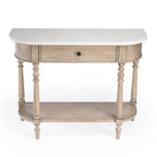 Console plateau marbre – Marron clair / Gris / Noir délavé, Demi-lune, Assemblage 1 personne