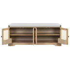 Banc de rangement rustique en bois Whisen, banc à chaussures d'entrée avec coussin amovible, étagères réglables
