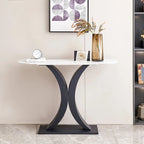 Console moderne, design aux formes raffinées, structure en métal avec patins réglables pour l’entrée