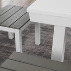 Table de billard Norwalk 2,13 m en ardoise, intérieure/extérieure, ensemble de salle à manger 6 places avec 4 bancs et accessoires, finition blanche