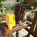 Banc de patio GDFStudio Sydel Wagon Wheel avec table centrale et compartiment de rangement